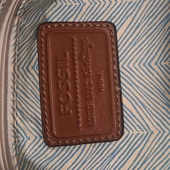 Fossil Yellow Beige Floral Canvas Leather Flowers Accent Knot Handles Tote Boho - Picture 9 of 16